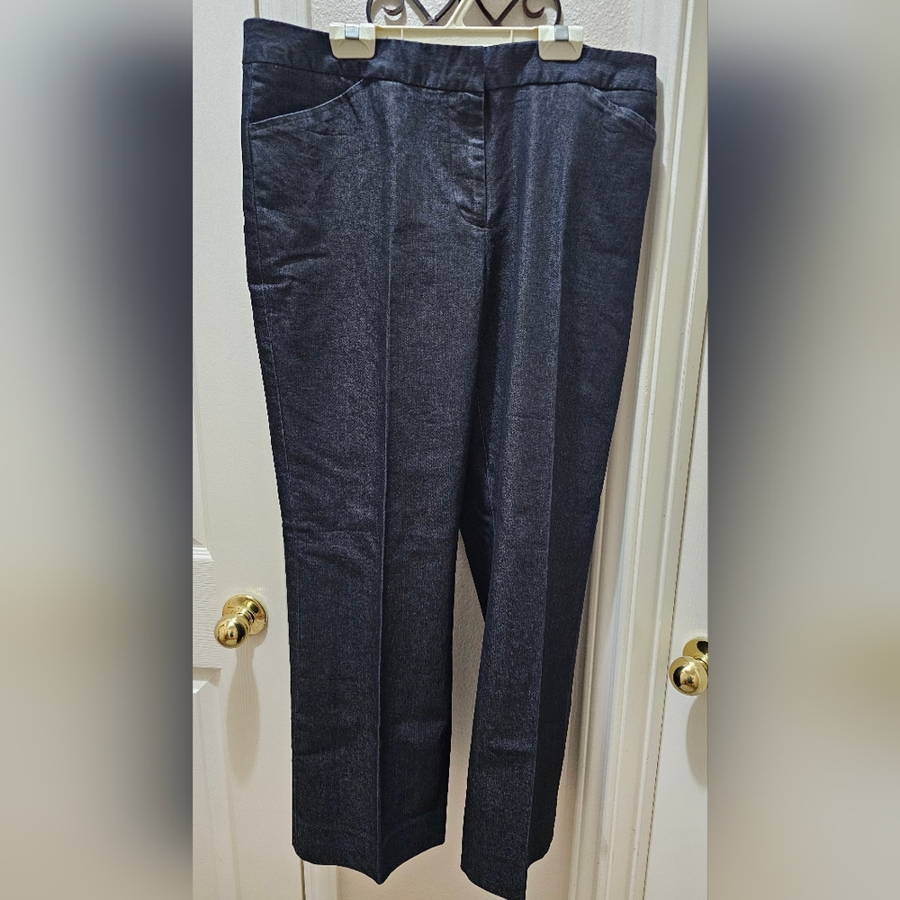 Worthington Modern Fit Black Denim Dressy jeans trousers size 12 Petite EUC